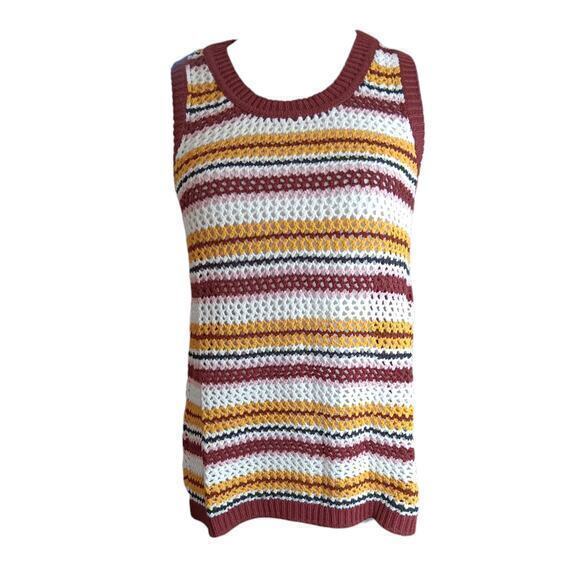 NEW SANCTUARY Crochet Sweater Vest Top Pullover Size Medium Cotton Stripes‎ - Picture 3 of 11